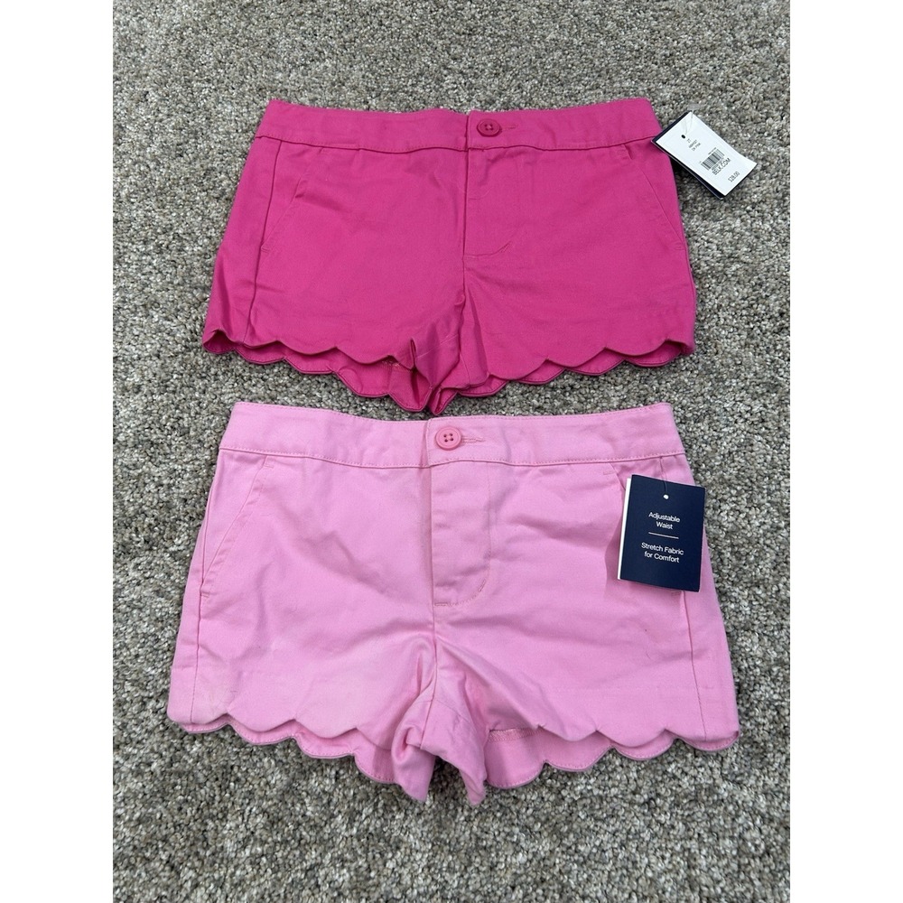 2 Pair Pink Crown & Ivy Shorts Toddler‎ Sz 2 Scallop Hem Chino NEW #0173